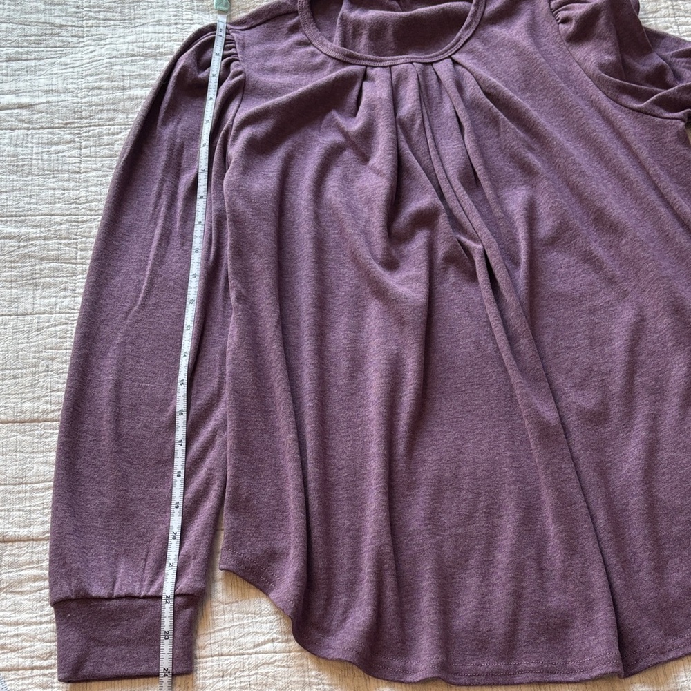 Women's Purple Pleated Long-Sleeve Top - Picture 7 of 8